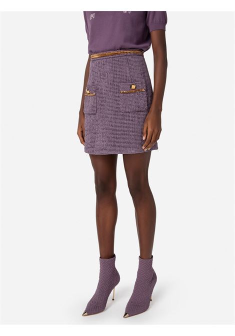 Minigonna in tweed con catena Elisabetta Franchi ELISABETTA FRANCHI | Gonne | GO04937E2BI3